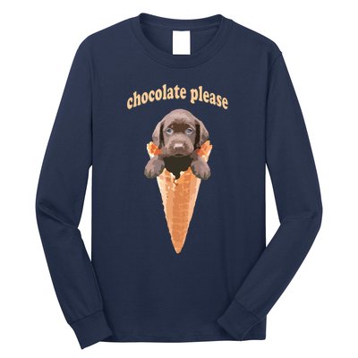 Chocolate Lab Waffle Cone Ice Cream Cute Puppy Tee Long Sleeve Shirt