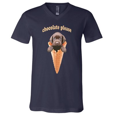 Chocolate Lab Waffle Cone Ice Cream Cute Puppy Tee V-Neck T-Shirt