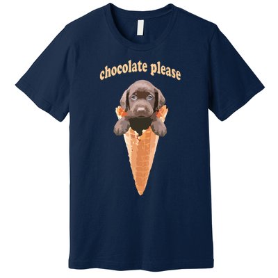 Chocolate Lab Waffle Cone Ice Cream Cute Puppy Tee Premium T-Shirt