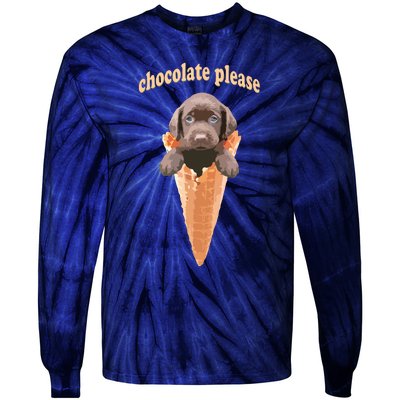 Chocolate Lab Waffle Cone Ice Cream Cute Puppy Tee Tie-Dye Long Sleeve Shirt