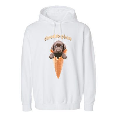 Chocolate Lab Waffle Cone Ice Cream Cute Puppy Tee Garment-Dyed Fleece Hoodie