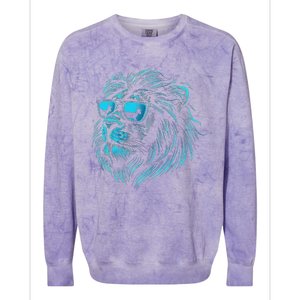 Classic Lion Wearing Glasses Animal Lovers Cute Pet Humor Colorblast Crewneck Sweatshirt