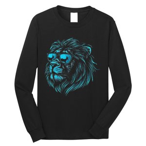 Classic Lion Wearing Glasses Animal Lovers Cute Pet Humor Long Sleeve Shirt