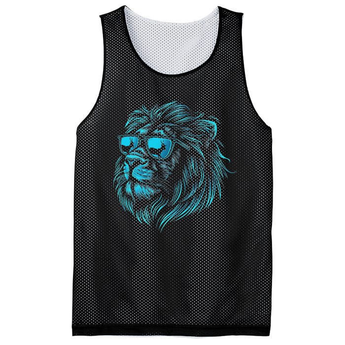 Classic Lion Wearing Glasses Animal Lovers Cute Pet Humor Mesh Reversible Basketball Jersey Tank