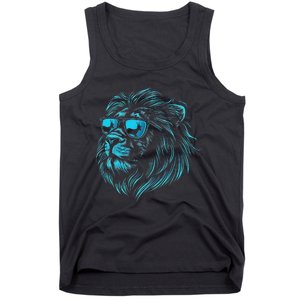 Classic Lion Wearing Glasses Animal Lovers Cute Pet Humor Tank Top