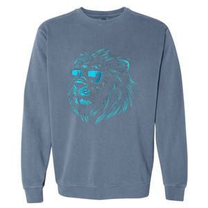 Classic Lion Wearing Glasses Animal Lovers Cute Pet Humor Garment-Dyed Sweatshirt