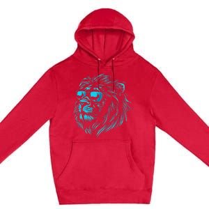 Classic Lion Wearing Glasses Animal Lovers Cute Pet Humor Premium Pullover Hoodie