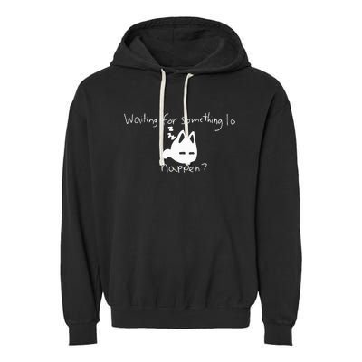 Cat Lover Waiting For Something To Happen Omori Cat Inspired Garment-Dyed Fleece Hoodie