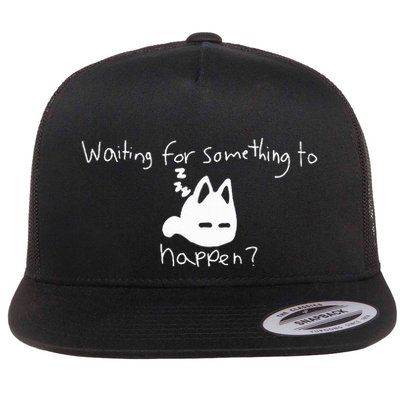 Cat Lover Waiting For Something To Happen Omori Cat Inspired Flat Bill Trucker Hat