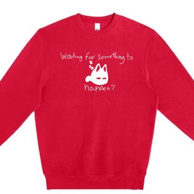 Cat Lover Waiting For Something To Happen Omori Cat Inspired Premium Crewneck Sweatshirt