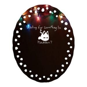 Cat Lover Waiting For Something To Happen Omori Cat Inspired Ceramic Oval Ornament