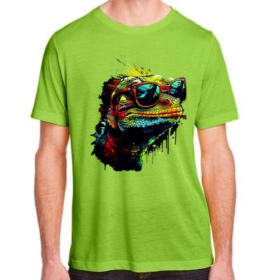 Colorful Lizard With Sunglasses Adult ChromaSoft Performance T-Shirt