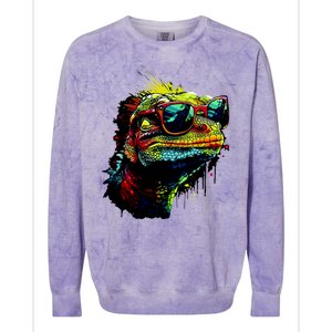 Colorful Lizard With Sunglasses Colorblast Crewneck Sweatshirt