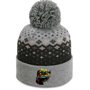 Colorful Lizard With Sunglasses The Baniff Cuffed Pom Beanie