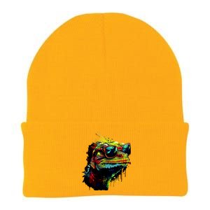 Colorful Lizard With Sunglasses Knit Cap Winter Beanie