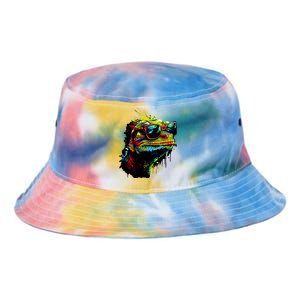 Colorful Lizard With Sunglasses Tie Dye Newport Bucket Hat