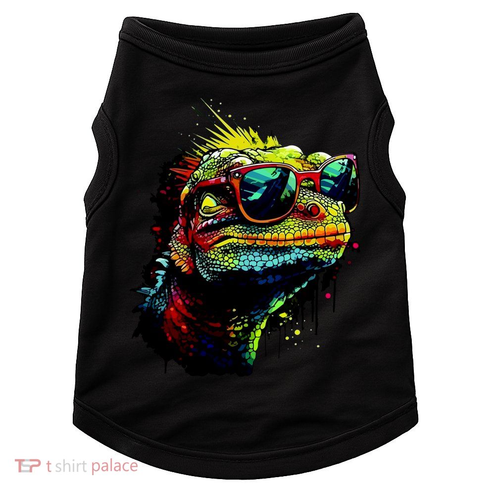 Colorful Lizard With Sunglasses Doggie Tank