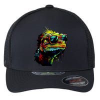 Colorful Lizard With Sunglasses Flexfit Unipanel Trucker Cap