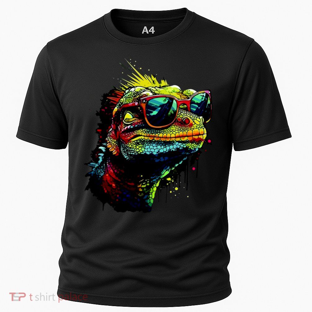 Colorful Lizard With Sunglasses Cooling Performance Crew T-Shirt