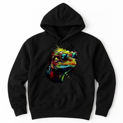 Colorful Lizard With Sunglasses Hoodie