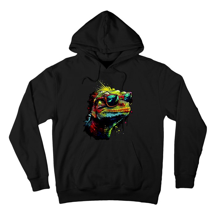 Colorful Lizard With Sunglasses Hoodie