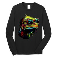 Colorful Lizard With Sunglasses Long Sleeve Shirt