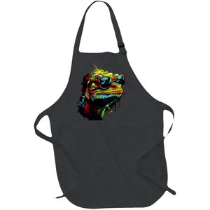 Colorful Lizard With Sunglasses Full-Length Apron With Pockets