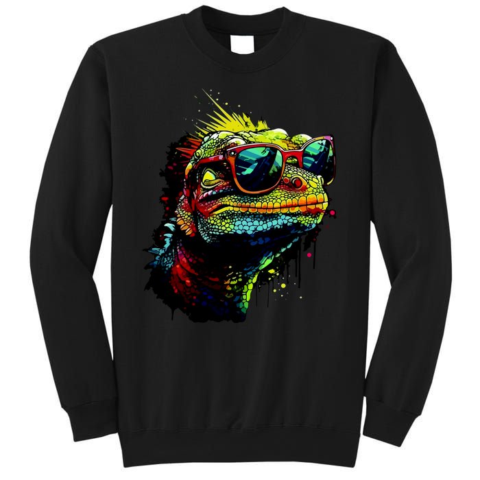 Colorful Lizard With Sunglasses Sweatshirt