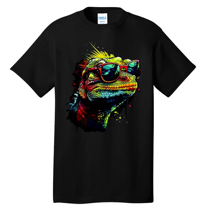 Colorful Lizard With Sunglasses Tall T-Shirt