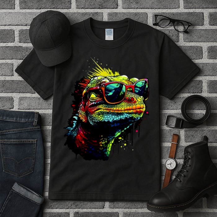 Colorful Lizard With Sunglasses Tall T-Shirt