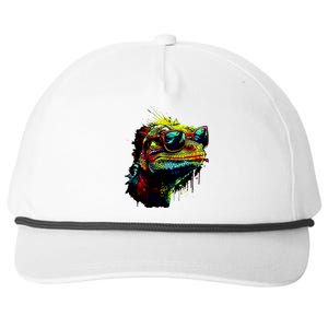 Colorful Lizard With Sunglasses Snapback Five-Panel Rope Hat