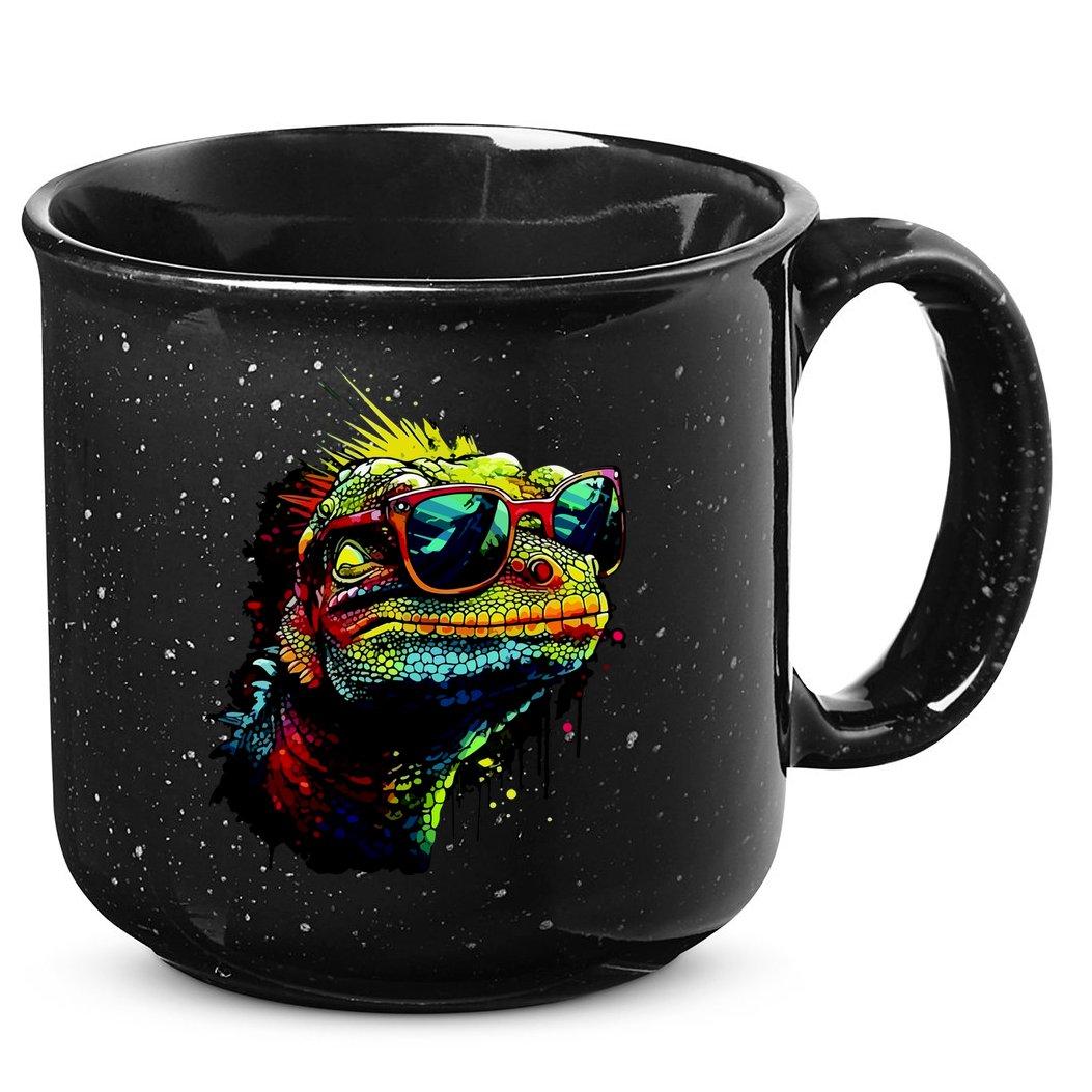 Colorful Lizard With Sunglasses 15oz Campfire Ceramic Mug