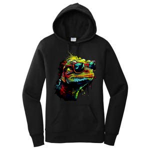 Colorful Lizard With Sunglasses Women's Pullover Hoodie