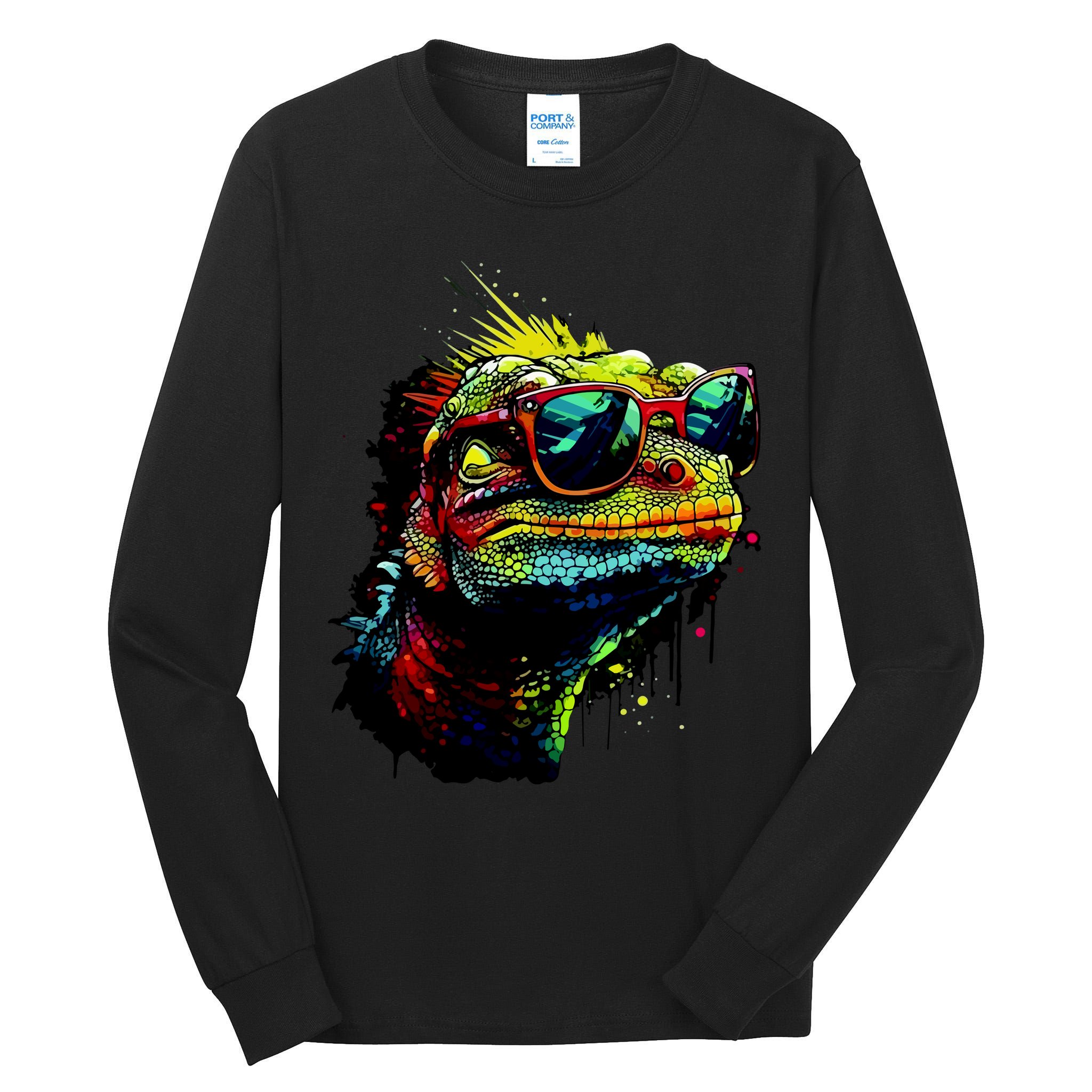 Colorful Lizard With Sunglasses Tall Long Sleeve T-Shirt