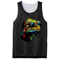 Colorful Lizard With Sunglasses Mesh Reversible Basketball Jersey Tank