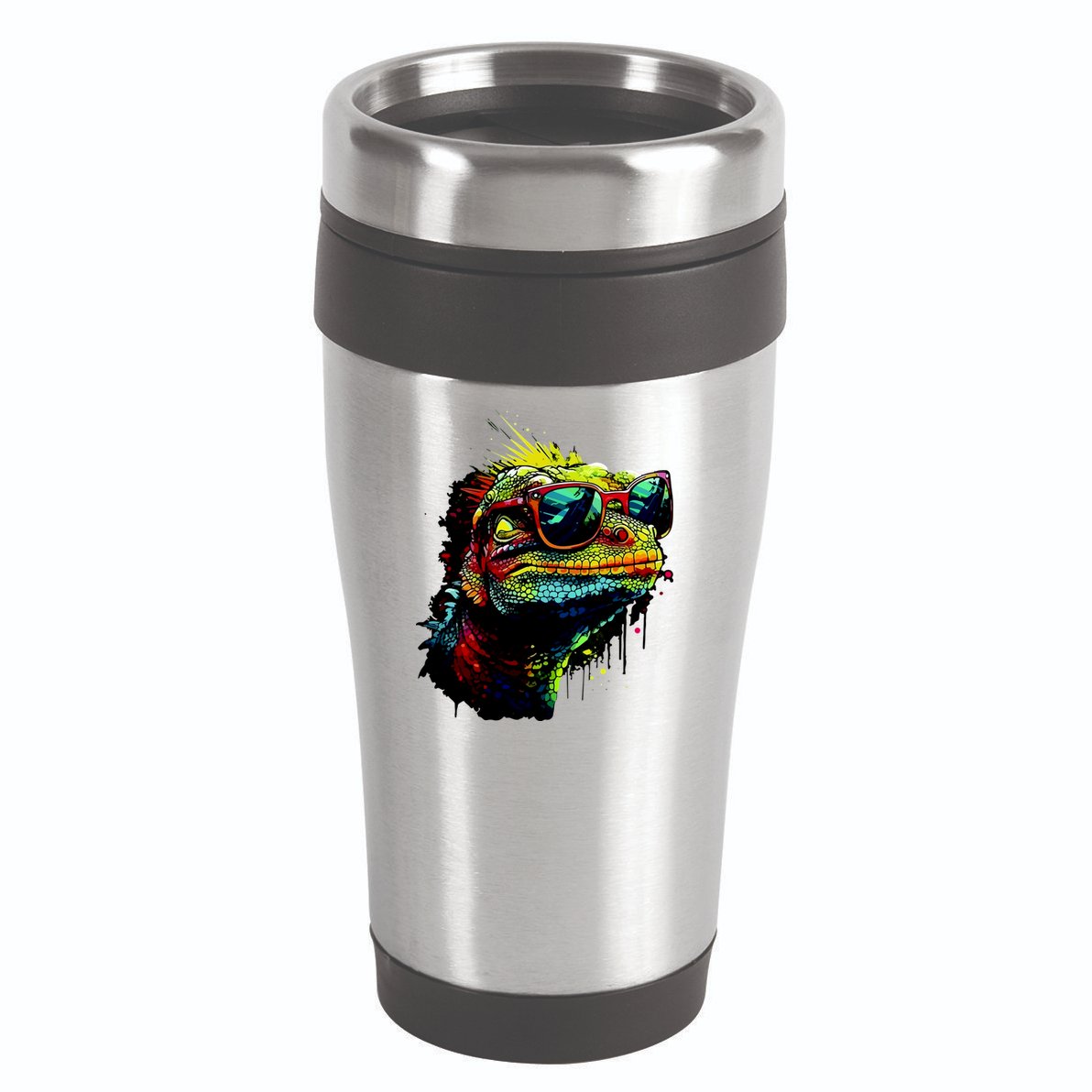 Colorful Lizard With Sunglasses 16oz Travel Tumbler