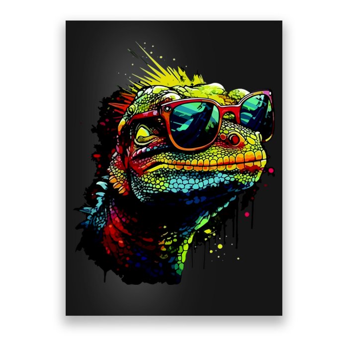 Colorful Lizard With Sunglasses Poster