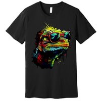 Colorful Lizard With Sunglasses Premium T-Shirt