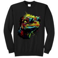 Colorful Lizard With Sunglasses Tall Sweatshirt