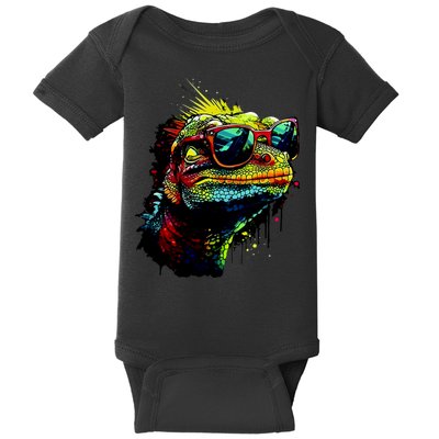 Colorful Lizard With Sunglasses Baby Bodysuit