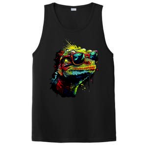 Colorful Lizard With Sunglasses PosiCharge Competitor Tank