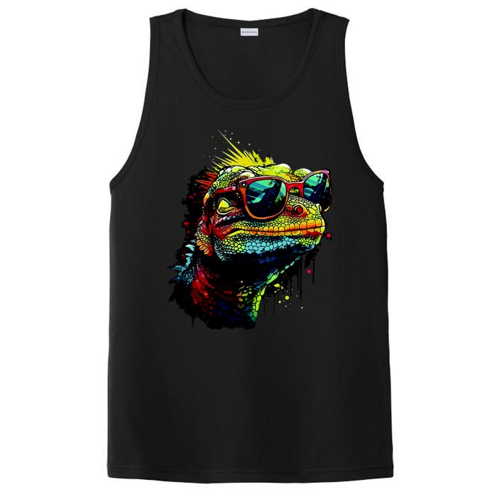 Colorful Lizard With Sunglasses PosiCharge Competitor Tank