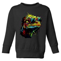 Colorful Lizard With Sunglasses Toddler Sweatshirt