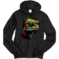 Colorful Lizard With Sunglasses Tie Dye Hoodie