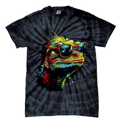 Colorful Lizard With Sunglasses Tie-Dye T-Shirt