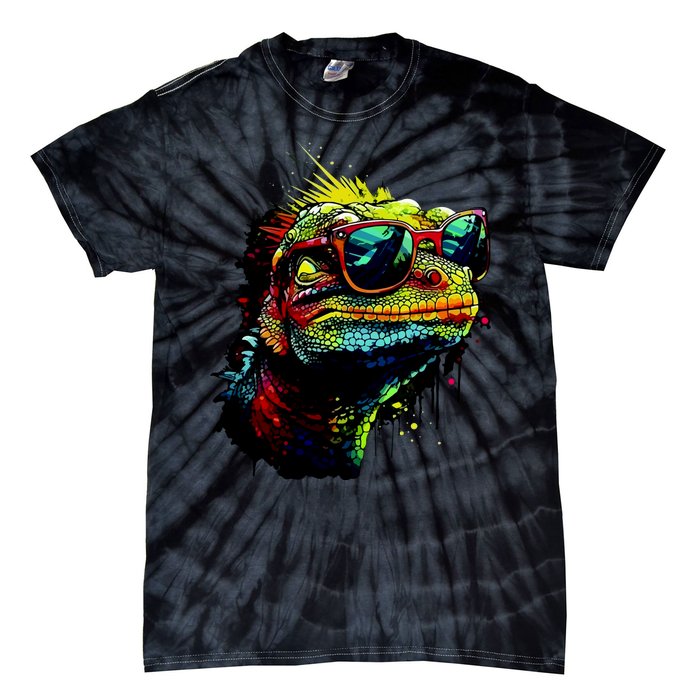 Colorful Lizard With Sunglasses Tie-Dye T-Shirt