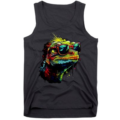 Colorful Lizard With Sunglasses Tank Top