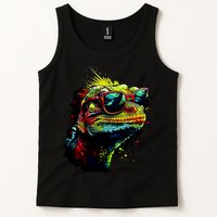 Colorful Lizard With Sunglasses Tank Top
