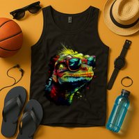 Colorful Lizard With Sunglasses Tank Top
