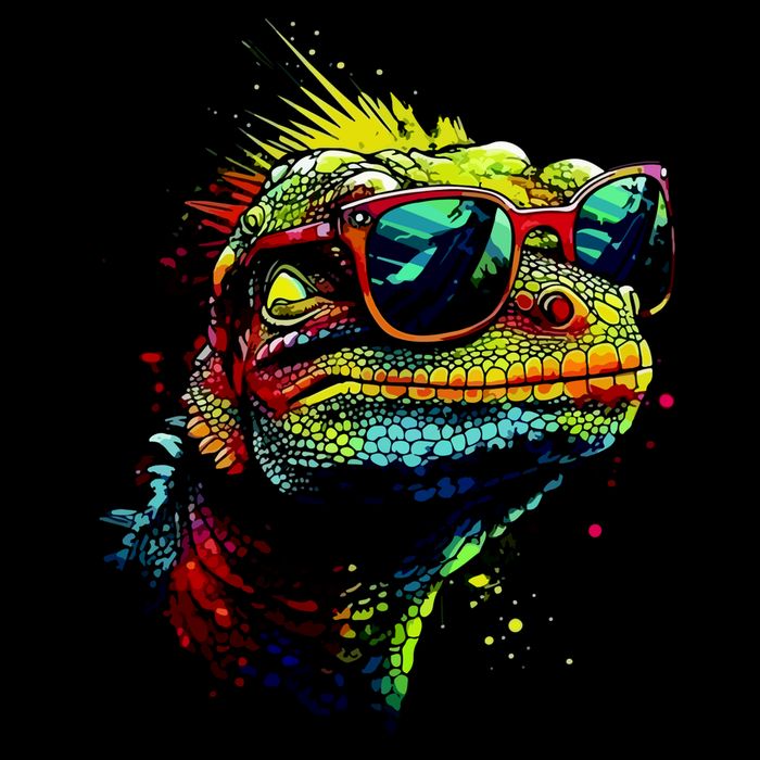 Colorful Lizard With Sunglasses Tank Top